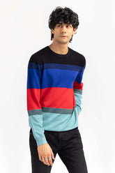 Multi Color Striped Crew Neck Sweater SWT-FFSCN22-254